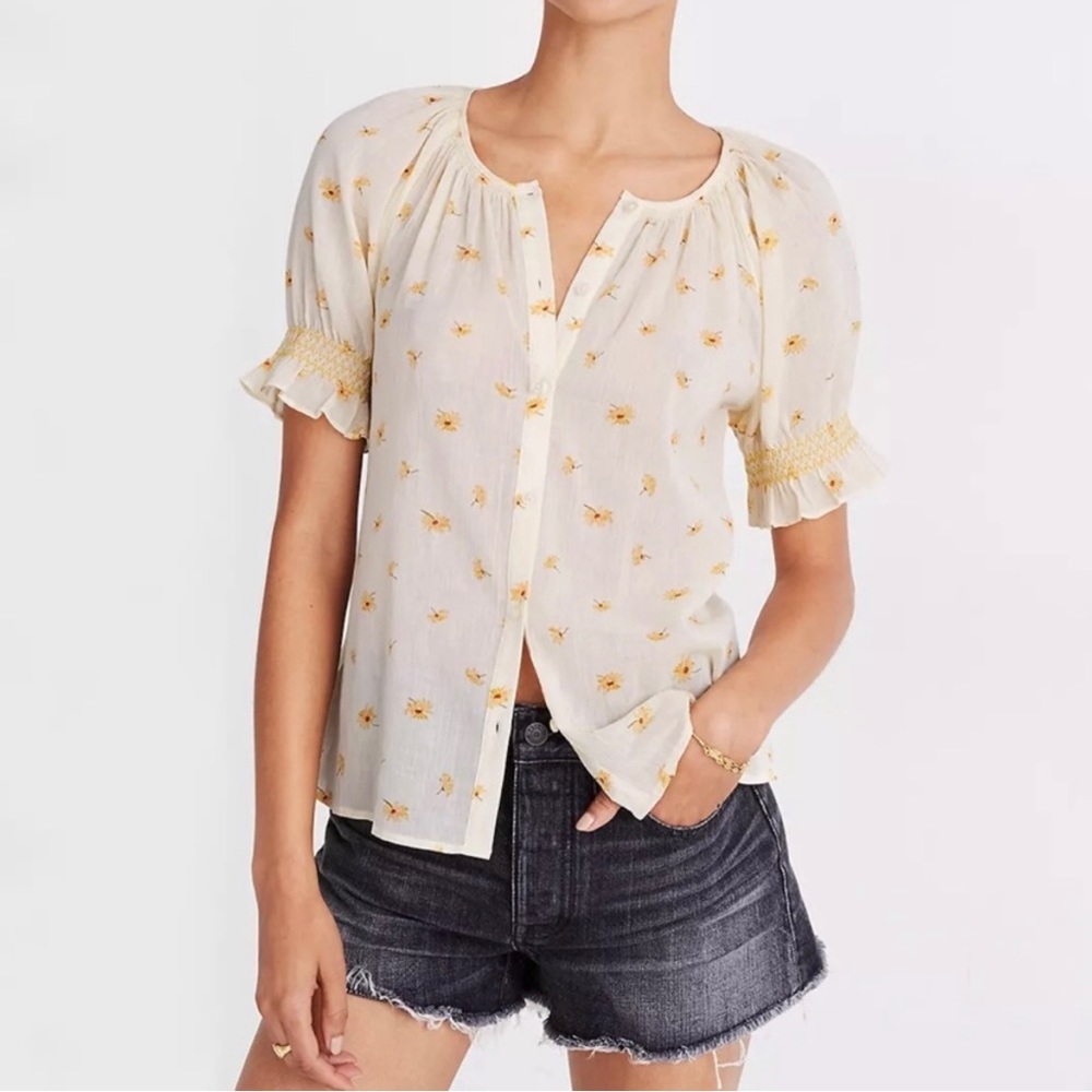 Madewell Floral Button up Cotton Blouse XL